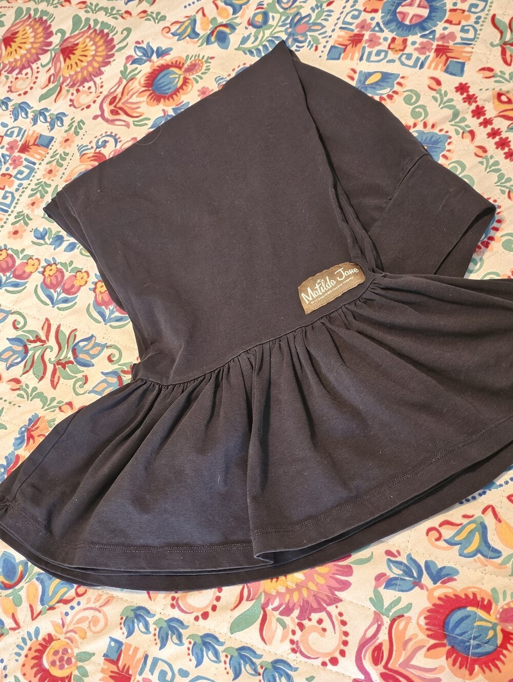 Matilda Jane Black Big Ruffle Pants Wide Leg Bell Bottom Stretch Leggings Size M